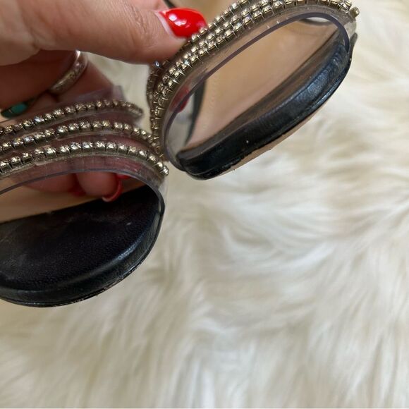 Schutz Sandal Heels Rowenah Black Crystal Embellishment Size 7.5 Rhinestone - Picture 12 of 13